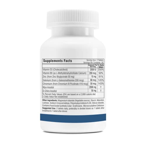 Trexgenics Synergistic & Advanced Pcos Support Myo-Inositol 1000 Mg, D-Chiro Inositol 25 Mg 40:1, L-Methylfolate, Vitamin D3, Chromium, Selenomethionine & Zinc Bisglycinate(60 Tab - 1 Month Supply) #TOP1