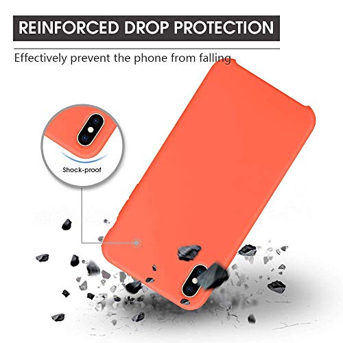 Image of REALCASE iPhone Xs Case Cover, Liquid Silicone Gel Rubber Shockproof Case Soft Microfiber Cloth Lining Cushion Cover for iPhone Xs (S Orange)