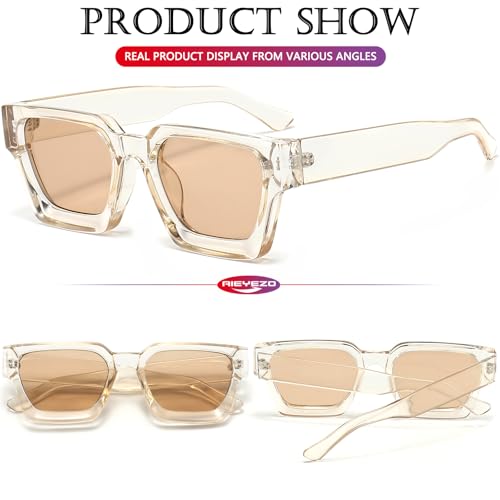 Image of AIEYEZO Square Sunglasses for Women Men Square Thick Frame Sun Glasses Simple Designer Style Shades