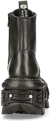 New Rock Women's TANK083-C1 Real Leather Combat Black Platform Biker Military Shoe Boots 3 | Image 6