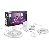 Philips Hue White and Color Lightstrip, Kit Base Striscia LED Smart da 2 m + Estensione da 1 m, con...