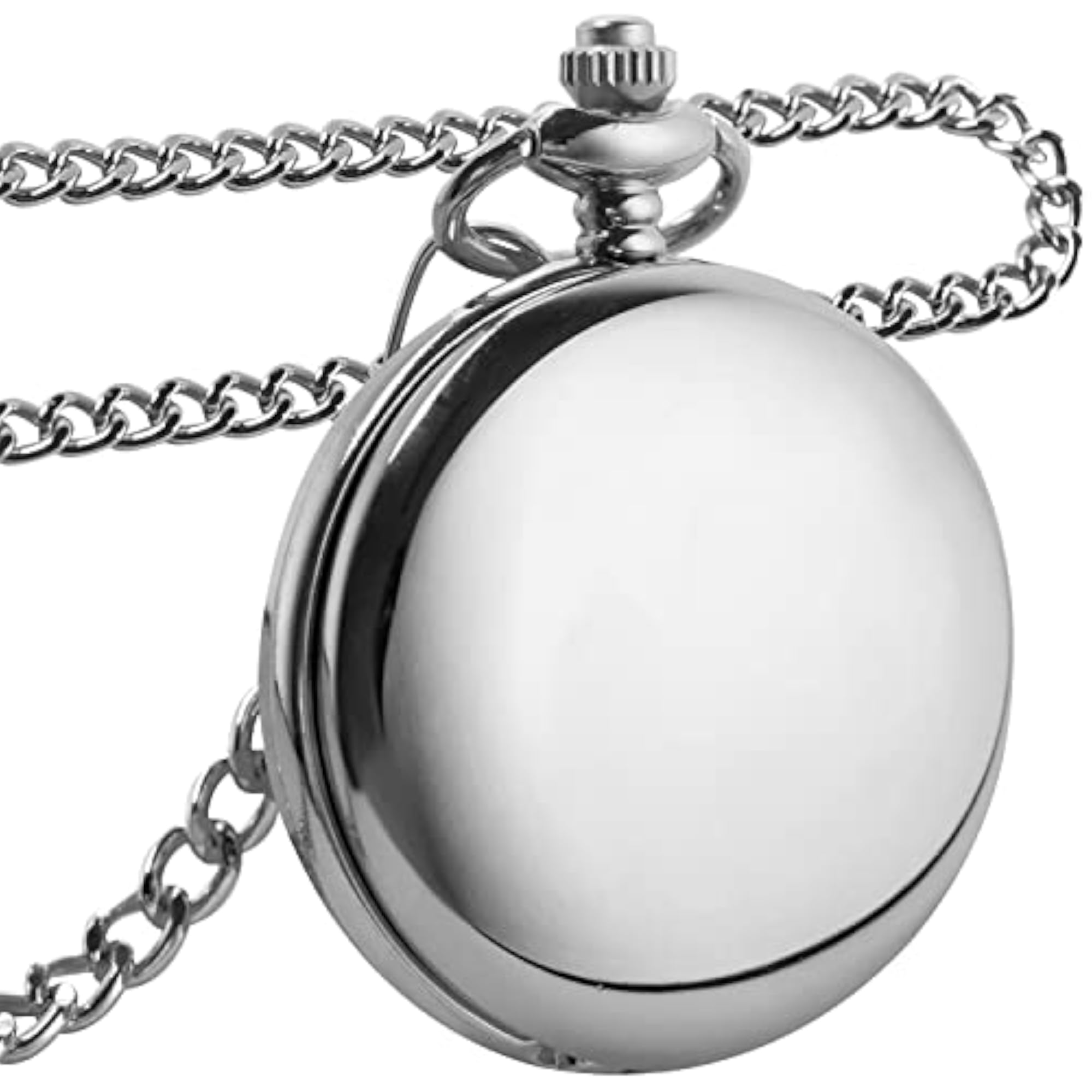 Smooth Cover Quartz Pocket Watch with Roman Dial and Chain