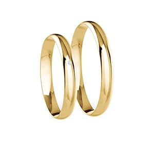 2 stuks 333 gouden klassieke trouwring met gravure 3 mm breed (8 karaat 333 geelgoud) LC13, Goud, Geen edelsteen