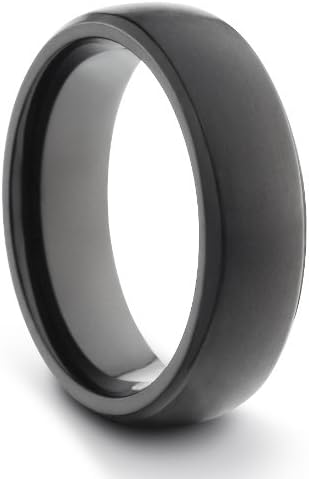 6MM Titanium Ladies/Mens/Unisex Black Brushed & Polished Comfort Fit Wedding Band Ring (Available Sizes H - V)