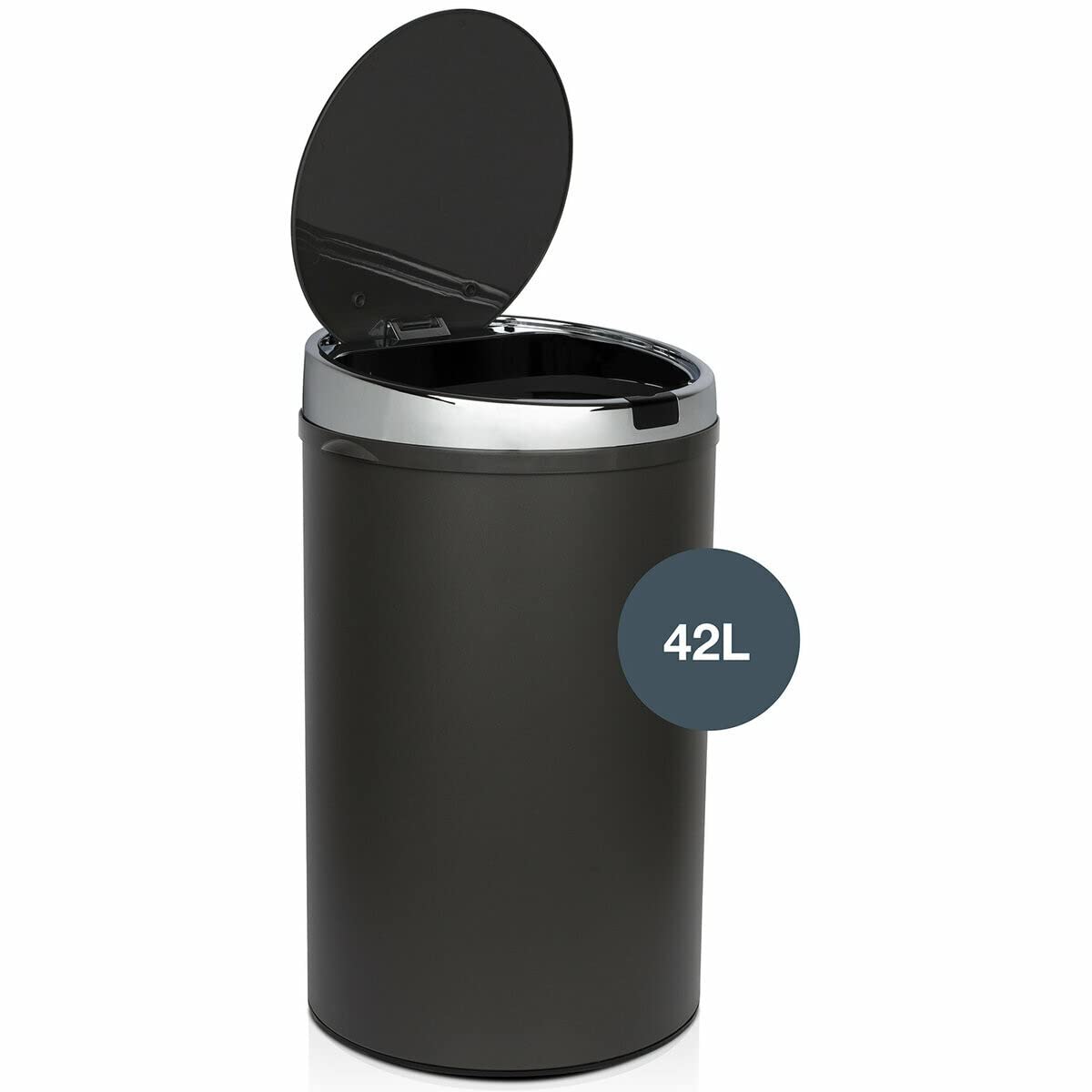 Les Collectors Papelera de Cocina automática de Acero Inoxidable N°347, 42 L, Sensor de Infrarrojos, Redondo, Apertura sin Contacto, Resistente, Cierre silencioso de la Tapa, diseño, Gris Oscuro
