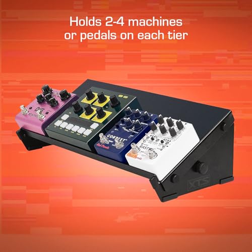Image of XTS Flex Stand, Desktop Stand with Tray for FX Pedals / Synths / Audio Interfaces / MIDI Controllers, Holds 2-4 Pedals or Machines, 17.7 inch Width, Fits Digitakt & Digitone / SP-404 MK2 / MPC One & more