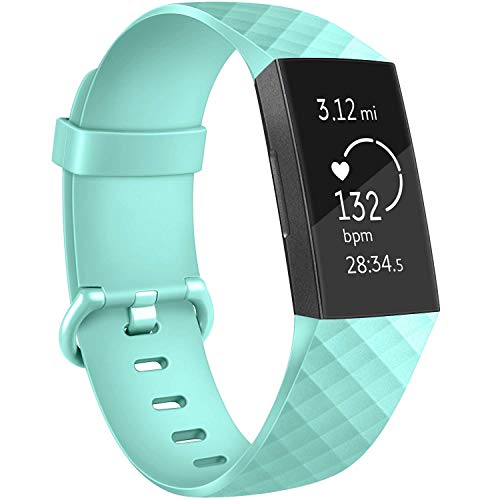 Tracca Replacement Strap Bands for Fitbit Charge 3 Wristband Spare Silicone Watchband (Mint, Small)