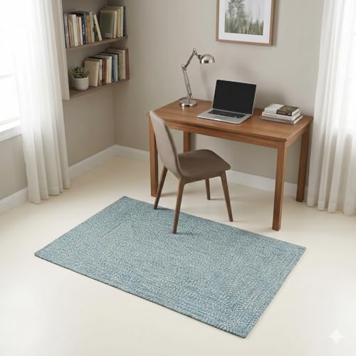 Image of Handmade Cotton Braided 3x5 feet Throw Rug - Washable, Low Pile Reversible Floor Mat for Bedroom, Kitchen, Entryway & Living Room - Eco-Friendly Woven Carpet - (Multi Green, Rect)