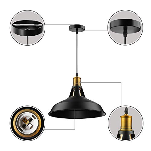 Baycheer Hl371788 Industrial Vintage Style Barn Mini Metal Pendant Light Lamp Ceiling Lights With Chain Adjustable Finished In Aged Black #TOP4