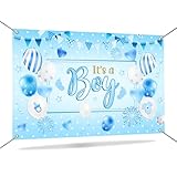 Mocsicka Blue Baby Shower Backdrop for Boy Its a Boy Banner Blue Balloons Baby Boy Shower Decorations Background Baby Shower Party Supplies 71x43.5Inch