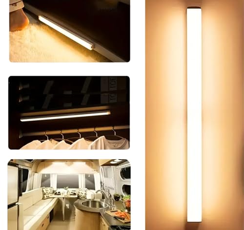 Motion Sensor Warm Lights (3pack) TradeProvider 50cm LED Indoor USB Rechargeable Night Lights for Bedroom, Stick On Stair, Cabinet, Kitchen, Hallway, Cool Warm Night Lights