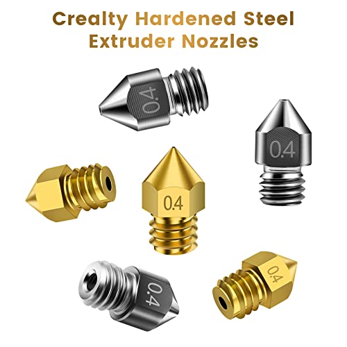 Creality 10 Packs 3D Printer Hardened Steel Mk8 Nozzles, Upgraded Tungsten All Metal Extruder Nozzles 0.2Mm, 0.3Mm, 0.4Mm, 0.5Mm, 0.6Mm For Creality Ender 3 S1 Pro Ender 3 V2 Ender 3 Pro Cr-10 #TOP3