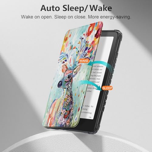 Image of Kindle Paperwhite Case 12th Generation 2024 - Slim Lightweight 7 Inch Book Cover with Auto Sleep /Wake | Protective Folio for Kindle Paperwhite 12th Gen,Deer