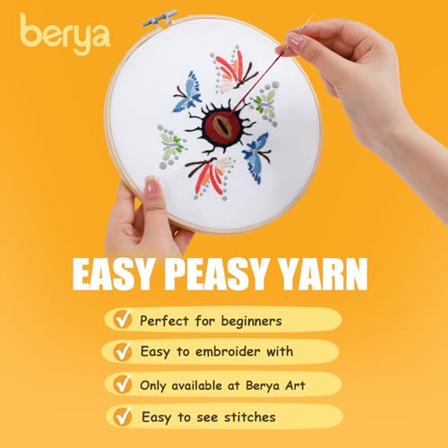 Image of Embroidery Kit for Adult Beginners, Butterfly Embroidery Kit with Step-by-Step Instructions and Video,Printed Cloth,7.87 inch Hoop, Display Stand,Color Threads,Threader & Needles for Craft Lover(BED002)