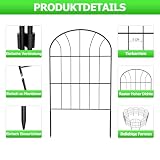 Dekorativer Gartenzaun Metall (10 Paneele, 61 cm x 33 cm, Gesamtlänge 3,3 m), Steckzaun ohne Graben, Wetterfester Grenzzaun für Außenbereich, Beeteinfassung, Rasenkante & Wegbegrenzung