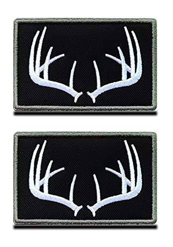 2 Piezas Caza de Cuernos en el Campo 'Antlers' Gancho y Lazo Emblema Nacional Parche Para Ropa Abrigo Mochila Gorras Viajes Hombro Camiseta Táctico Militar Equipo
