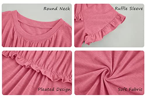 Image of Haloumoning Girls Crew Neck T Shirts Peplum Babydoll Tops Tees 4-15 Years | Girls T-Shirts, Casual Loose Tunic Tops, Cute Ruffle T Shirts, Short Sleeve Shirts, Long Sleeve Blouse