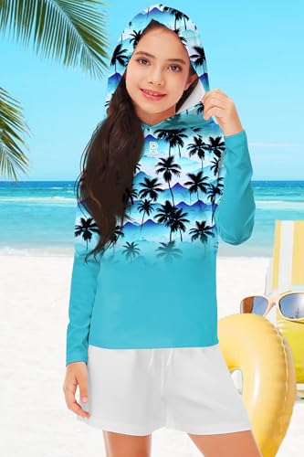 Image of Remimi Kids Sun Shirt Rash Guard Quick Dry Sun Protection Athletic Hoodie Hiking Shirts 3-12 Years