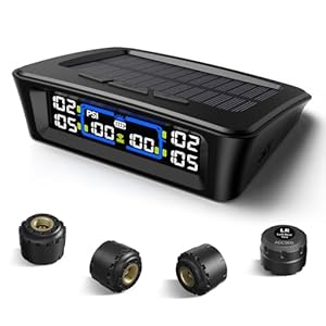 Tymate TM12 RV Tire Pressure Monitoring System, TPMS with USB/Solar Charge, 2026 Latest Version, Set of 4 Sensors(Max. 12), 6 Alarm Modes, 50ft Range, 0-116PSI for RV/Sedan/SUV/MPV/Truck/Older Vehicle