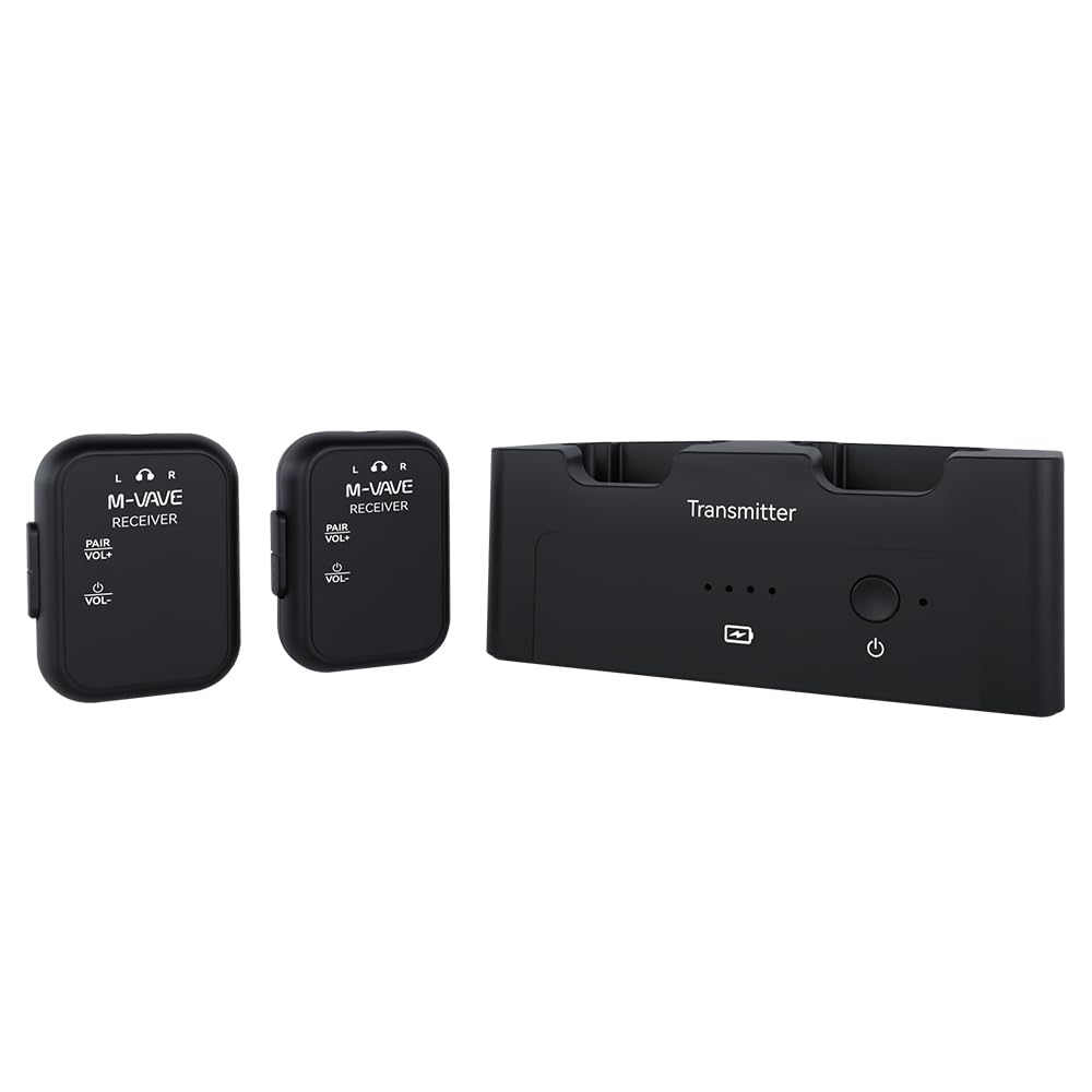 M-Vave WP-12 – Kabelloses In-Ear-Monitorsystem – 2,4 GHz, 24 Bit/48 kHz Audioübertragung, 30 m Reichweite, Lange Akkulaufzeit, mehrere Modi
