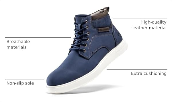 FLYLAND Men's Fashion Sneaker Chukka Boots Lace Up Leather Ankle Dress Boot Lightweight Non-Slip Walking Shoes Blue 10 by FLYLAND - Used condition - Image 3