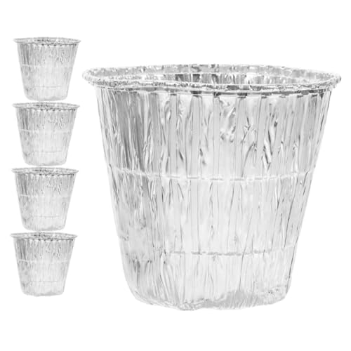 IWOWHERO Juego de 5 Bandejas Desechables de Aluminio para Barbacoa Medianas 830Ml Revestimiento Resistente al Aceite Protector de Parrilla para Cocinar al Aire Libre y Camping