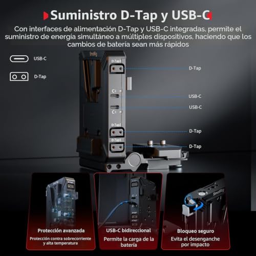 Placa V Mount con puertos D-Tap y USB-C SmallRig 5227 para camaras mirrorless 7