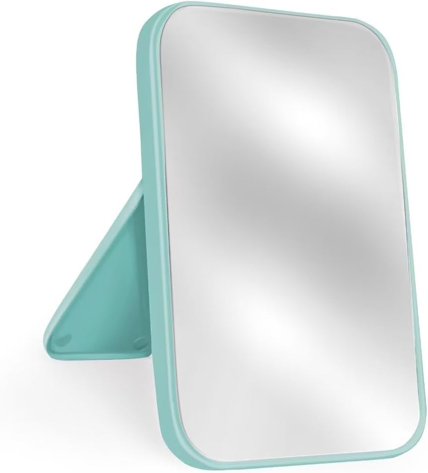 Makeup Mirror 8 Inch Portable - Simple Folding Design with Stand - Compact and Lightweight for Travel or Desktop Use - Adjustable Standing Base for Perfect Viewing Angle-image-0