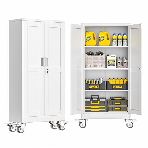 GAIOUS Metal Garage Storage Cabinet with Lock, 61” Tall Lockable File Cabinet with Wheels, Steel...