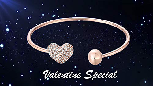 Valentine Bracelet Heart Crystal Rose Plated Hand