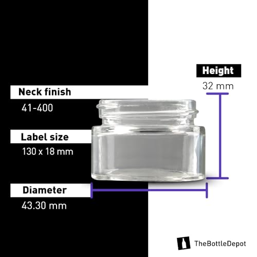 The Bottle Depot - 24 Pack - 0.5 oz Glass Jars with Black Lids - Clear - 41-400 Neck Finish - UV Rays Protection4