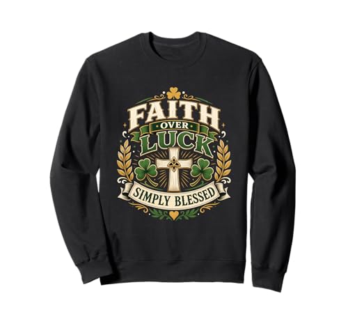 Faith Over Luck Blessed Cross �V�������b�N �O���t�B�b�N �V���v�� �O���[�� �g���[�i�[
