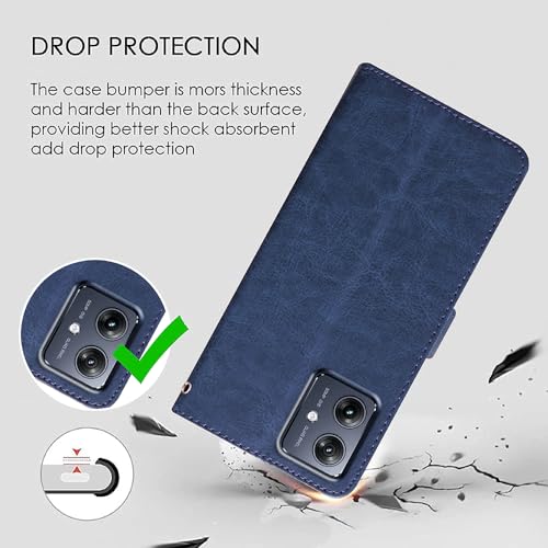Image of Amazon Brand - Solimo Flip Leather Mobile Cover (Soft & Flexible Back case) for Motorola Moto G54 5G / G54 Power 5G / G64 5G (Blue)