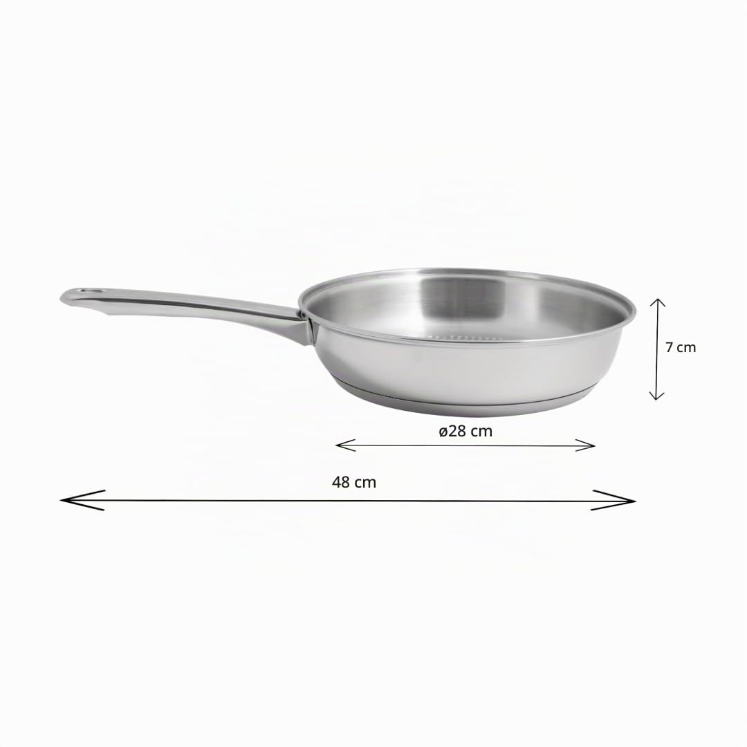 Artame ART91928 NORDICO, Sartén de 28 cm de diámetro, triple fondo, mango resistente al calor, fondo de panal antiadherente, todo tipo de fuegos, incluso inducción, acero inoxidable