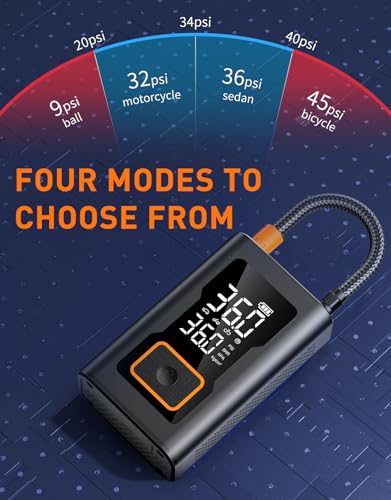 Tire Inflator Portable Air Compressor,Portable Tire Inflator for Car,Compact Air Pump for Car Tires,Bicycle,Rechargeable Air Pump with Digital Pressure Gauge and LED Light