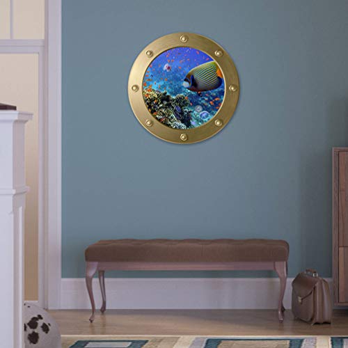 CLISPEED 3D Sob O Mar Oceano Mundo Adesivos de Parede Decalques Janela Submarina Se Apega Adesivos A