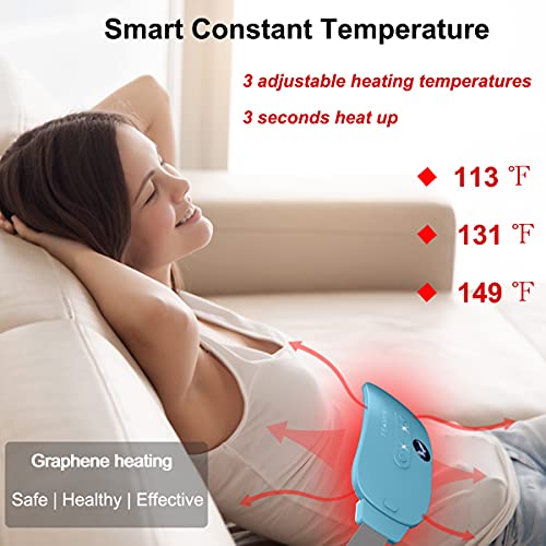 Image of Portable Cordless Fast Heating Pad, Electric Waist Belt Device with 3 Heat Levels and 3 Massage Modes, Back or Belly Heating Pad for Women and Girl