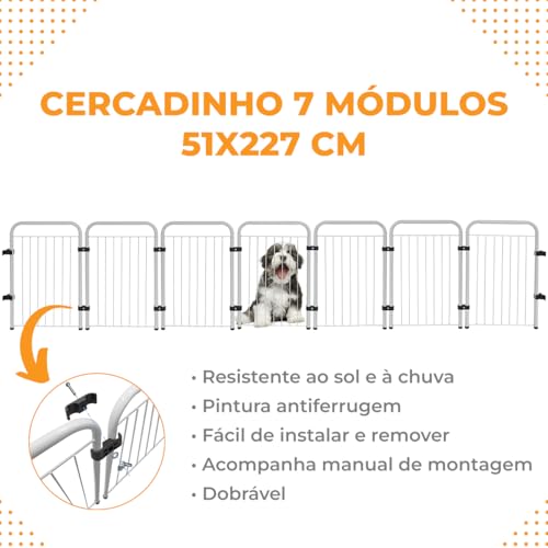 Utility Pet & Lar, Cercado Caes Pet Cachorro Grade Cerca 7 Módulos 51 cm Altura Cor:Branco