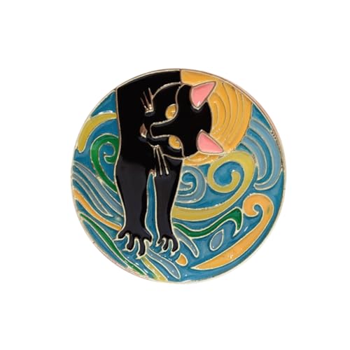 Broche chat vintage émail épinglette alliage mode pour veste femme
