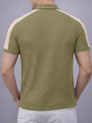 Image of EYEBOGLER Premium Textured Self-Design Half Sleeve Collar Polo T-Shirt for Men || Packs Also Available