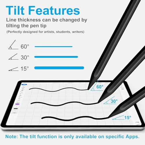 Image of 【2Pack】Stylus Pencil for iPad 2018-2026 A16 11 /10 /9 /8 /7 /6,Mini A17 Pro /6 /5,iPad Air M4 /M3 /M2 11 inch /13 inch /5 /4 /3,iPad Pro M5 /M4 13 inch /12.9 inch /11 inch USB-C Fast Charging Pencil,Pixel-Perfect Tilt Sensitivity(Black)