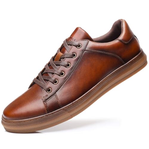 Image of Arkbird Casual Sneakers, Breathable Lace-Up Leather Walking Shoes Comfortable Fashion Sneakers for Men Daily Work
