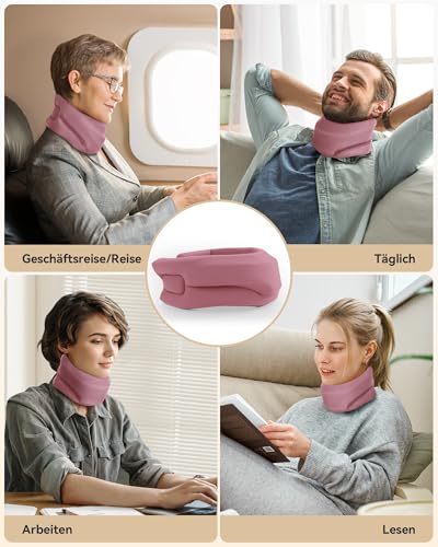 BETOVIN Nackenstütze gegen Nackenschmerzen, Weiche & Verstellbare Halskrause für Schlafen, Neck Support zur Unterstützung der Halswirbelsäule Druckentlastung, für Frauen und Männer(Magenta, M)