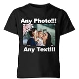 Unisex T-Shirt mit Eigenem Foto Text Logo Personalisierte Selbst Gestalten - 100% Baumwolle Frontdruck