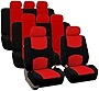 TLH Flat Cloth Seat Covers 3 Row 8 Seaters, Red Color-Universal Fit for Cars, Auto, Trucks, SUV