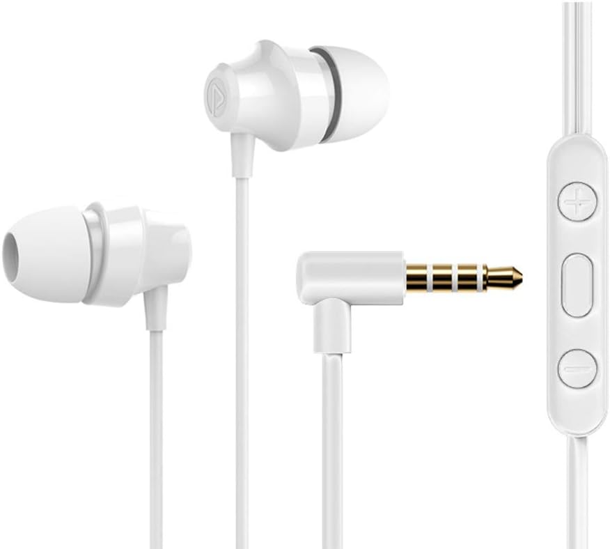 in-Ear Earphones, Wired Earbuds with Microphone and Volume Control, Headphones Crystal Clear Sound, Ergonomic Comfort-Fit, White