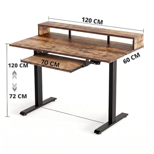 Image of TEKAVO Thron Height Adjustable Table for Office Work | Electric Standing Table Workstation with Monitor Riser with Keyboard Tray for Home Office| 60 kg Load Capacity |120L x 60W | Forest I DIY