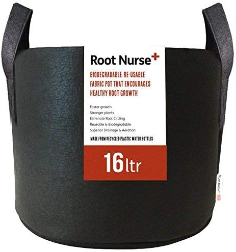 4 x Fabric Pot Breathable Pots Hydroponics Container Grow Bag Plant Litre (4 x 16Ltr)