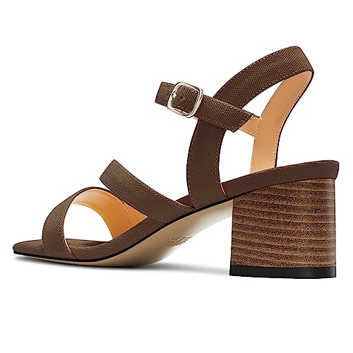 NobleOnly Womens Mid Block Heel Open Toe Ankle Strap Buckle Sandals Casual Office Dress Denim Summer Shoes 2.0 Inches Heels3