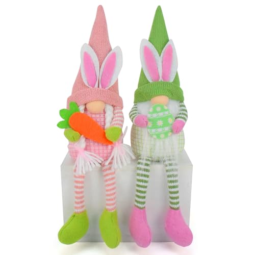 Vytina 2 Pcs Easter Gnomes Elf Decorations, Adorable Bunny Ear Gnomes Plush Spring...